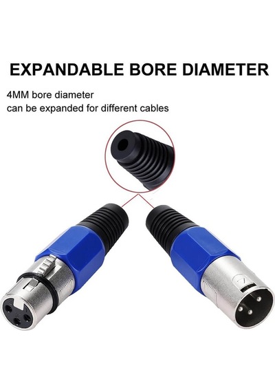 10 Adet - 3 Pin Xlr Konektörü 5 Adet Dişi + 5 Adet Erkek Mikrofon Jackı - Mikrofon Ses Jakı