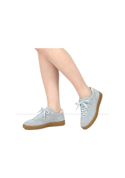 Kadın Mavi Kalın Tabanlı Süet Deri Sneaker
