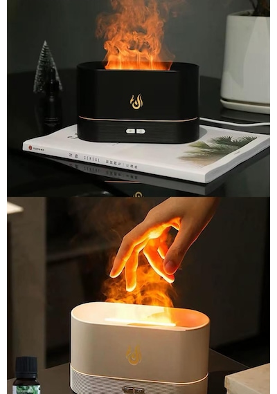 Hava Nemlendirici Alev Efektli Volkan Tasarım Ultrasonik Uçucu Aroma Yayıcı Nemlendirici 200ml