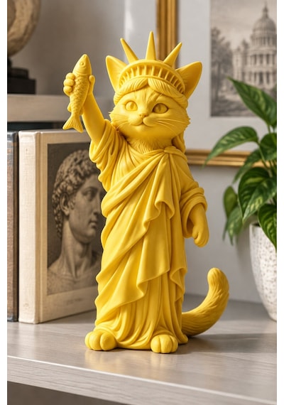 Özgürlüğün Kedisi Figürlü Dekoratif Biblo - Büyük Boy - 22cm 30282794