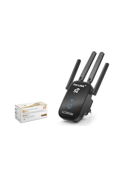 Pıxlınk Ac27q Wifi Repeater Router Access Point Ac2800 Dual Band 5 Ghz Siyah