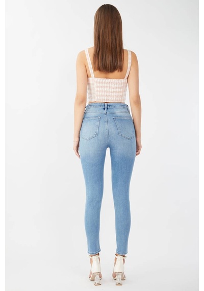 Kadın Mavi Süper Skinny Fit Jean Pantolon 001