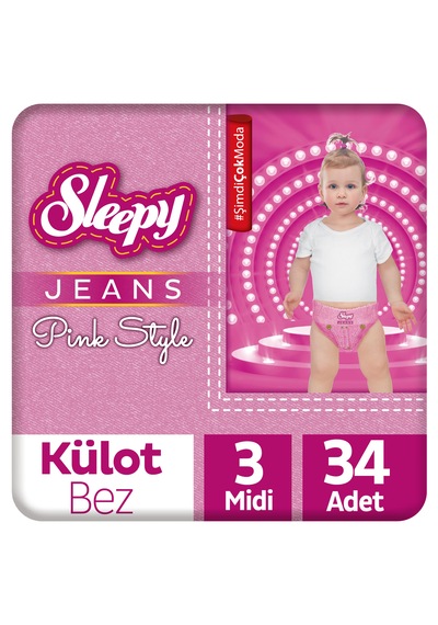 Sleepy Pink Jeans Külot Bez 3 Numara Midi 34 Adet