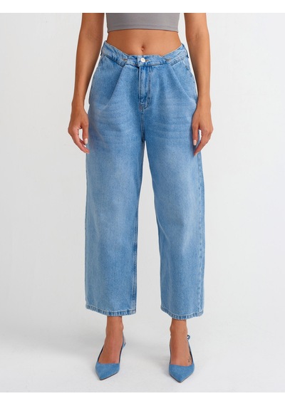 Dilvin Kemeri Ayarlanabilir Kısa Denim Pantolon Mavi