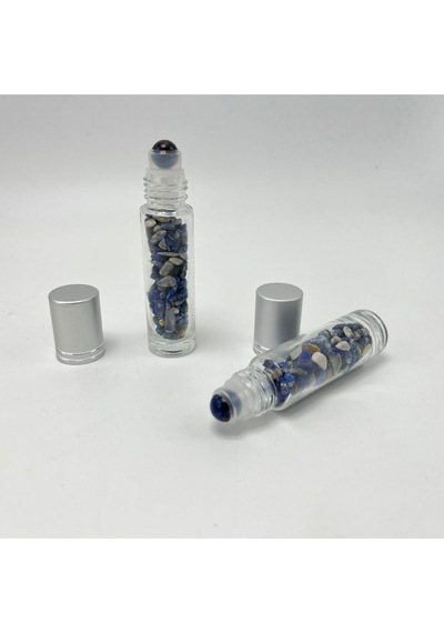 Yıldız Doğal Taş Sertifikalı Sodalit Doğal Taş Esans Şişesi + Roller Masaj Aleti 10 ML