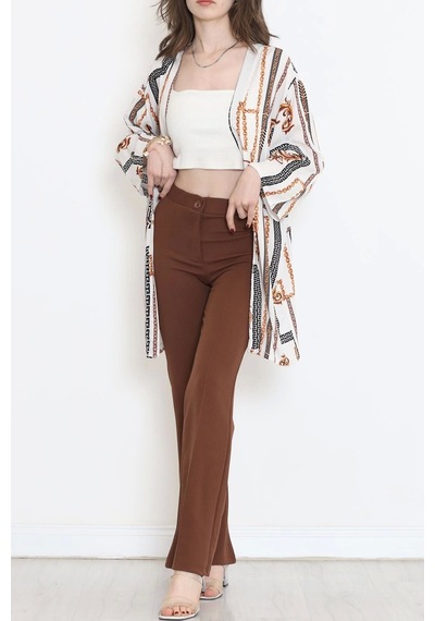 Desenli Kimono Beyazkahve - 1658.1095. Çok Renkli