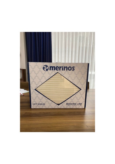 Merinos 3 Parça Modernline Yatak Örtüsü Ekru