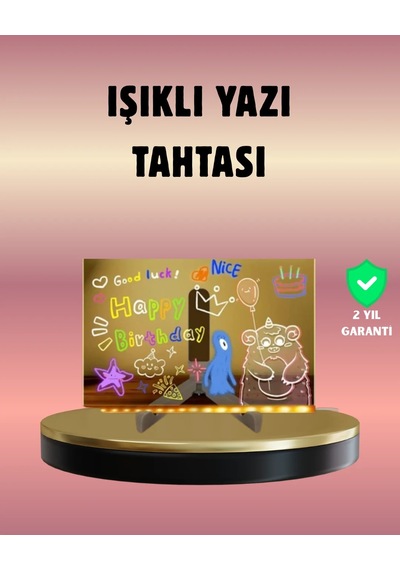 Usb Bağlantılı Led Akrilik Çizim Ve Not Tahtası Altın
