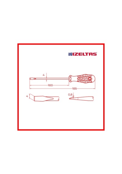 İzeltaş Düz Uçlu Tornavida, 4x100 Mm, Opak Seri, Güvenli Ve Hassas