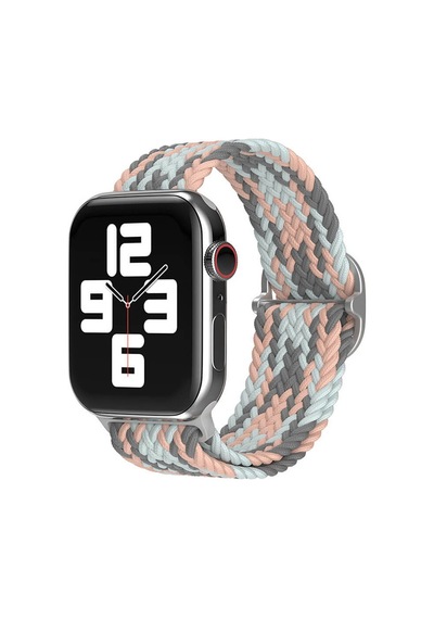 Wozlo Apple Uyumlu  Watch 1 2 3 4 5 6 7 8 Se Ultra Solo Loop Örgü Tokalı Kordon 42/44/45/49mm- Gri Mavi Pemb