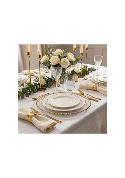 2'li Set Gold İncili Şeffaf Supla 30 Cm Kırılmaz Polikarbon Sunum Tabağı Şeffaf Altın - 806441386 Şeffaf Altın