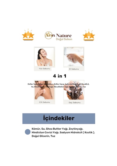 Aktifkarbon Güzel Kokulu El Yüz Saç Vücut Orijinal Bitkisel %100 Aktif Karbon Sabunu 120g - 8 Adet Karışık