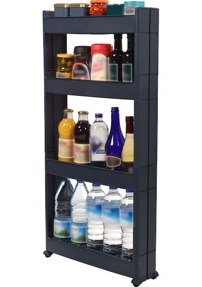 Technow Motek Sr-04 Tekerlekli Plastik,mutfak,banyo Rafı 4 Katlı Organizer Antrasit Antrasit