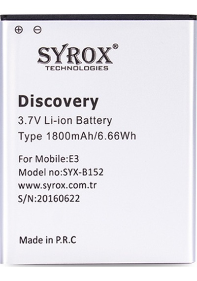Syrox General Mobile Discovery E3 Batarya 1800 Mah B152