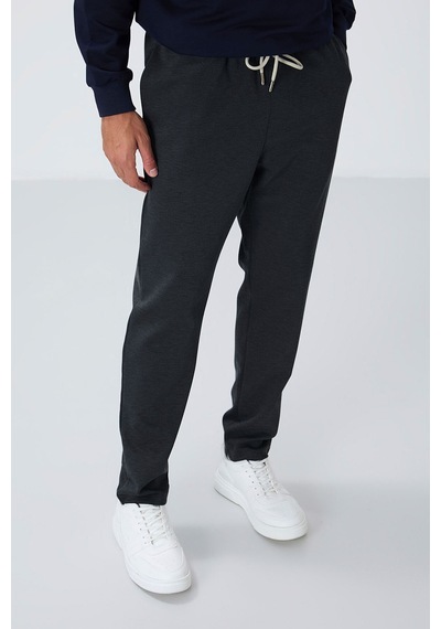 Tommy Life Koyu Gri Yüzeyi Dokulu Standart Fit Erkek Eşofman Alt - 82155