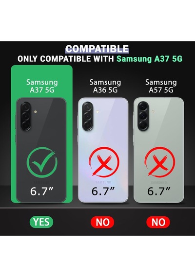 Samsung Galaxy A37 İle Uyumlu Kılıf Magnetik Standlı Kamera Korumalı Sürgülü Kapak Siyah
