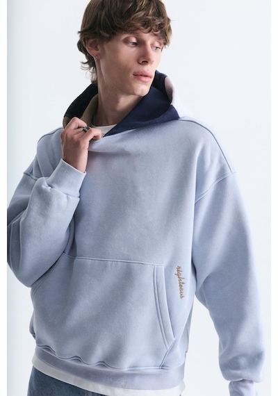 Vamos Boxy Fit Kapüşonlu Sweatshirt Bebe Mavi