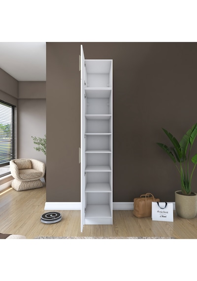 Rani Ba212 Gardırop 2 Kapaklı 5 Raflı Elbise Dolabı Beyaz