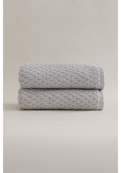 Ivory Gri Kabartma Dokulu Mikro Fiber %100 Pamuk 2li El Yüz Havlu Gri