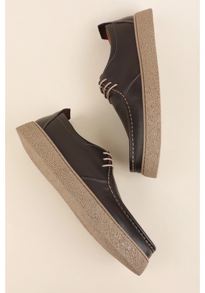 Gondol Erkek Hakiki Deri Casual Derby Ayakkabı Moc-toe Cz.102 Kahverengi