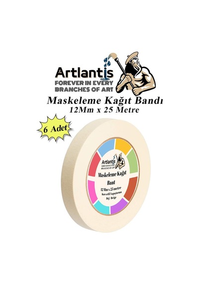 Maskeleme Bandı Kağıt Bant 12 Mm 25 Metre 6 Adet Boya Bantı Maskeleme Kağıt Bant Duvar Yağlı Boya Badana