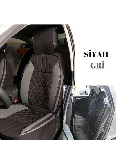 Peugeot 2008 Lüks Oto Koltuk Minderi Ön Arka 5'li Takım Siyah Gri Fs