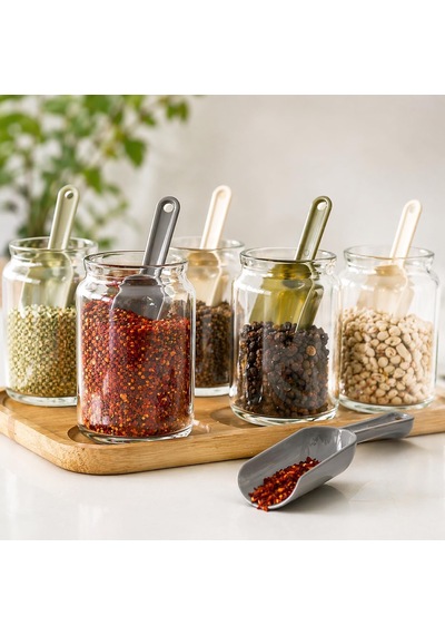 6 Lı Mini Baharat Kaşığı Seti Plastik Ölçü Kaşığı Baharat Küreği Kahve Şeker Tuz Ölçme Kaşığı Halkalı Mutfak Ölçü Seti Asorti Renk
