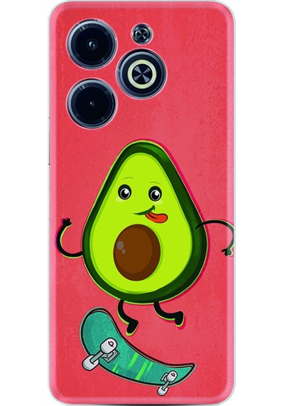 Infinix Uyumlu Hot 40i Kılıf Silikon Desen Özel Seri Avokado Skate 1741