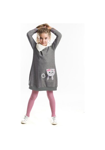 Denokids Mshb&g Şal Yaka Kedi Cepli Kız Elbise Çok Renkli