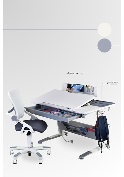Creo Mobili Yükseklik Ve Eğim Ayarlı, Sirius Advanced Bilgisayar Ve Çalışma Masası Takımı, Ekru/gri Gri Creo Mobili Yükseklik Ve Eğim Ayarlı, Sirius Advanced Bilgisayar Ve Çalışma Masası Takımı, Ekru/gri Gri