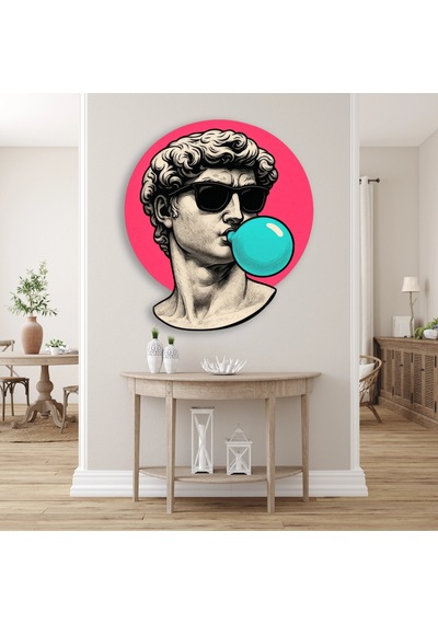 Güneş Gözlüklü David Sakız Pop Art - Metal Tablo - Dec0144 58 X 65 Cm Çok Renkli