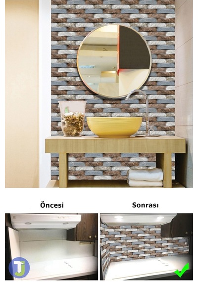 Technojet 30x30cm 3d Kendinden Yapışkanlı Duvar Kağıdı Kaplama Su Geçirmez Dekorasyon Mutfak Banyo