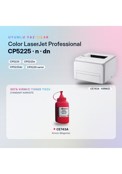 Hp 307a Ce743a Toner Tozu Kırmızı 260gr / Color Laserjet Cp5225 / Cp5225n / Cp5225dn