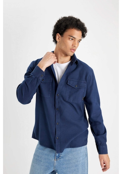 DeFacto %100 Pamuk Regular Fit Polo Yaka Basic Düz Uzun Kollu Gömlek B2654AX24AUNV147 DeFacto %100 Pamuk Regular Fit Polo Yaka Basic Düz Uzun Kollu Gömlek B2654AX24AUNV147