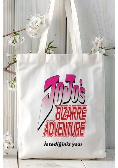 Art Hediye Jojo's Bizarre Adventureı Beyaz Baskılı Bez Omuz Çantası Kişiye Özel Model 1 Çok Renkli