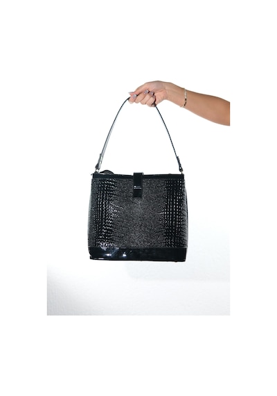 Luvishoes 5945 Siyah Rugan Baskı Kadın Omuz Çantası