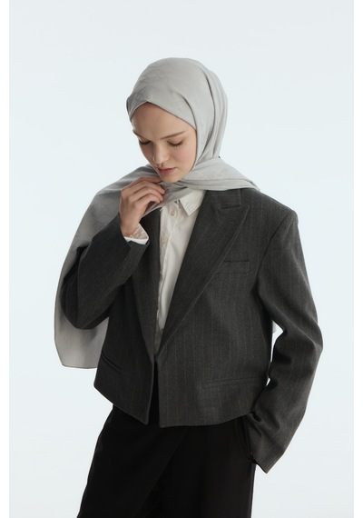 Mirsoy Scarf İpeksi Jakar Şal Kırlangıç Desen Gri
