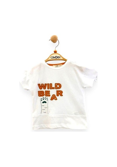 Çikoby Erkek Bebek Pamuklu Kısa Kollu Tshirt-13806-beyaz Beyaz