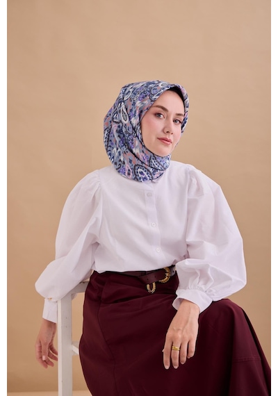 Silk Home Twill İpek Eşarp 11478-20 Karolina Mavisi, Lacivert, Soluk Siyah
