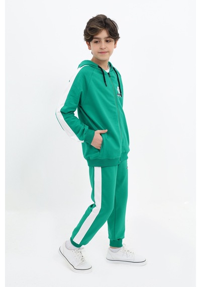 Toontoy Kids Toontoy Erkek Çocuk 2'li Takım Baskılı Kapüşonlu Fermuarlı Cepli Reglan Kol Sweatshirt & Beli Paçası Lastikli Cepli Jogger Eşofman Altı - Bant Detaylı & 2 İplik Yeşil Toontoy Kids Toontoy Erkek Çocuk 2'li Takım Baskılı Kapüşonlu Fermuarlı Cepli Reglan Kol Sweatshirt & Beli Paçası Lastikli Cepli Jogger Eşofman Altı - Bant Detaylı & 2 İplik Yeşil