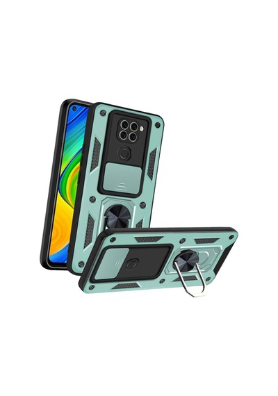 Xiaomi Redmi Note 9 4g Kılıf Pars Lens Yüzüklü Silikon - Yeşil Evimdeyokyok