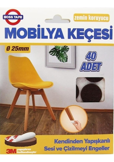 Mobilya Keçesi Sese Ve Çizilmeye Son Yapışkanlı 25Mmx40Ad-Yuvarla