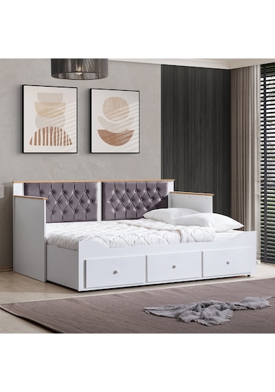 Alaçatı Divan Çekmeceli Açılır Çift Kişilik Karyola+soft Yatak
