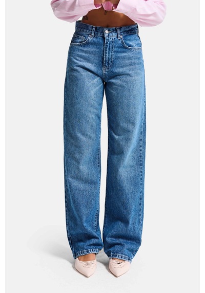 it's basic Kadın Mavi Lora 2s6-4 Loose Fit Orta Bel %100 Koton Denim Jean