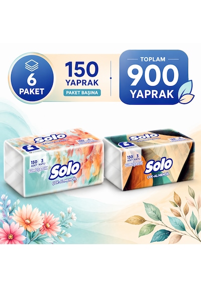 Solo Çek-Al Mendil 6 x 150'li