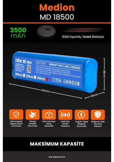 Medion MD18500 3500mAh Robot Süpürge Bataryası