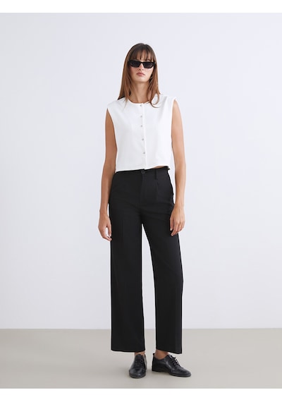 Lcw Vision Siyah Loose Fit Kadın Pileli Pantolon