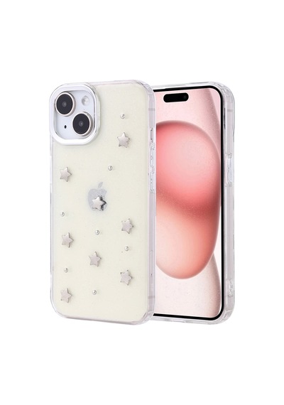 Apple Uyumlu iPhone 15 Kılıf Airbag Tasarımlı Simli Şeffaf Zore Kutup Kapak