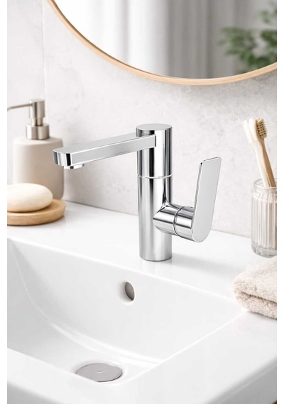 Viosa Tam Tur 360 Derece Döner Banyo Lavabo Bataryası Lüx Gövde Musluk Siyah
