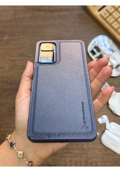 Redmi Note 11 Pro 4g Uyumlu Premium Deri Dokulu Darbelere Karşı Dayanıklı Nazal Silikon Kılıf Lacivert